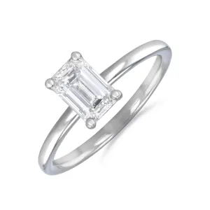0-50ct Sofia Emerald Cut Diamond Solitaire Engagement Ring | 18ct White Gold