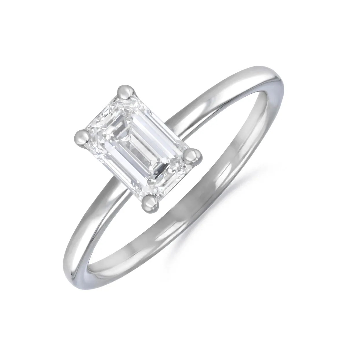 0-50ct Sofia Emerald Cut Diamond Solitaire Engagement Ring | 18ct White Gold