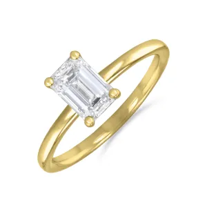 1-20ct Sofia Emerald Cut Diamond Solitaire Engagement Ring | 18ct Yellow Gold