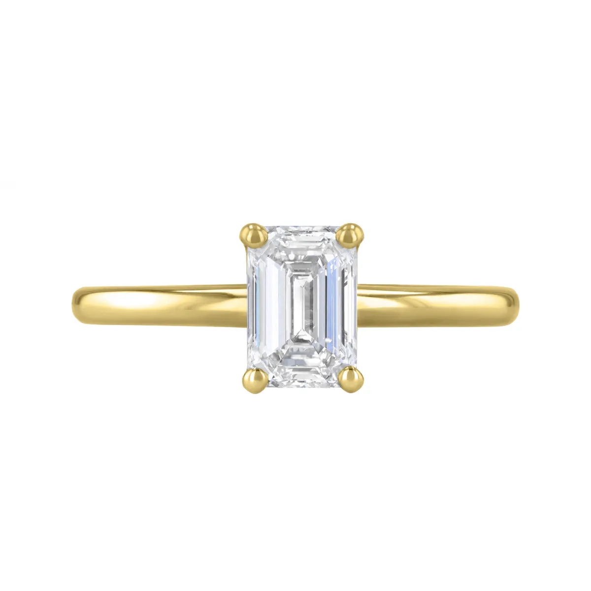 1-20ct Sofia Emerald Cut Diamond Solitaire Engagement Ring | 18ct Yellow Gold
