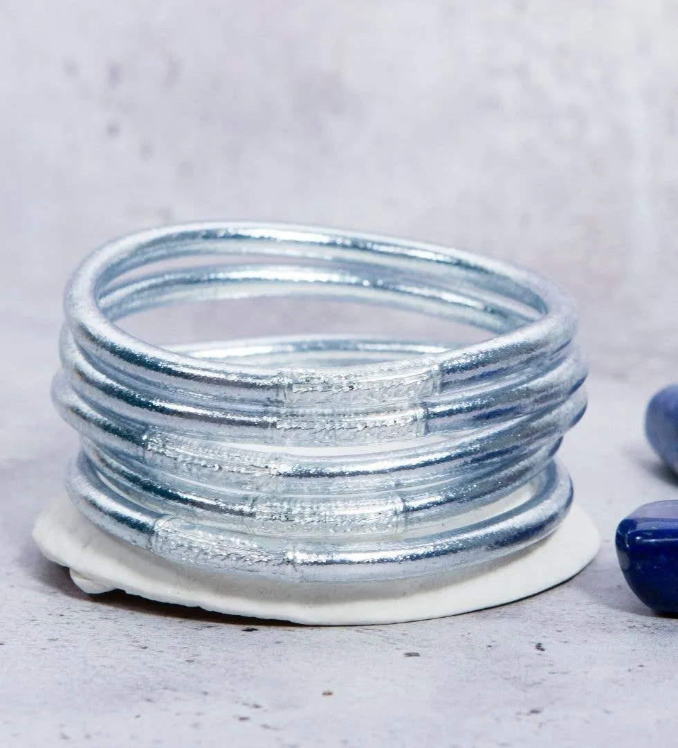 1 Genuine Buddhist Bangle Bracelet - Silver Size S
