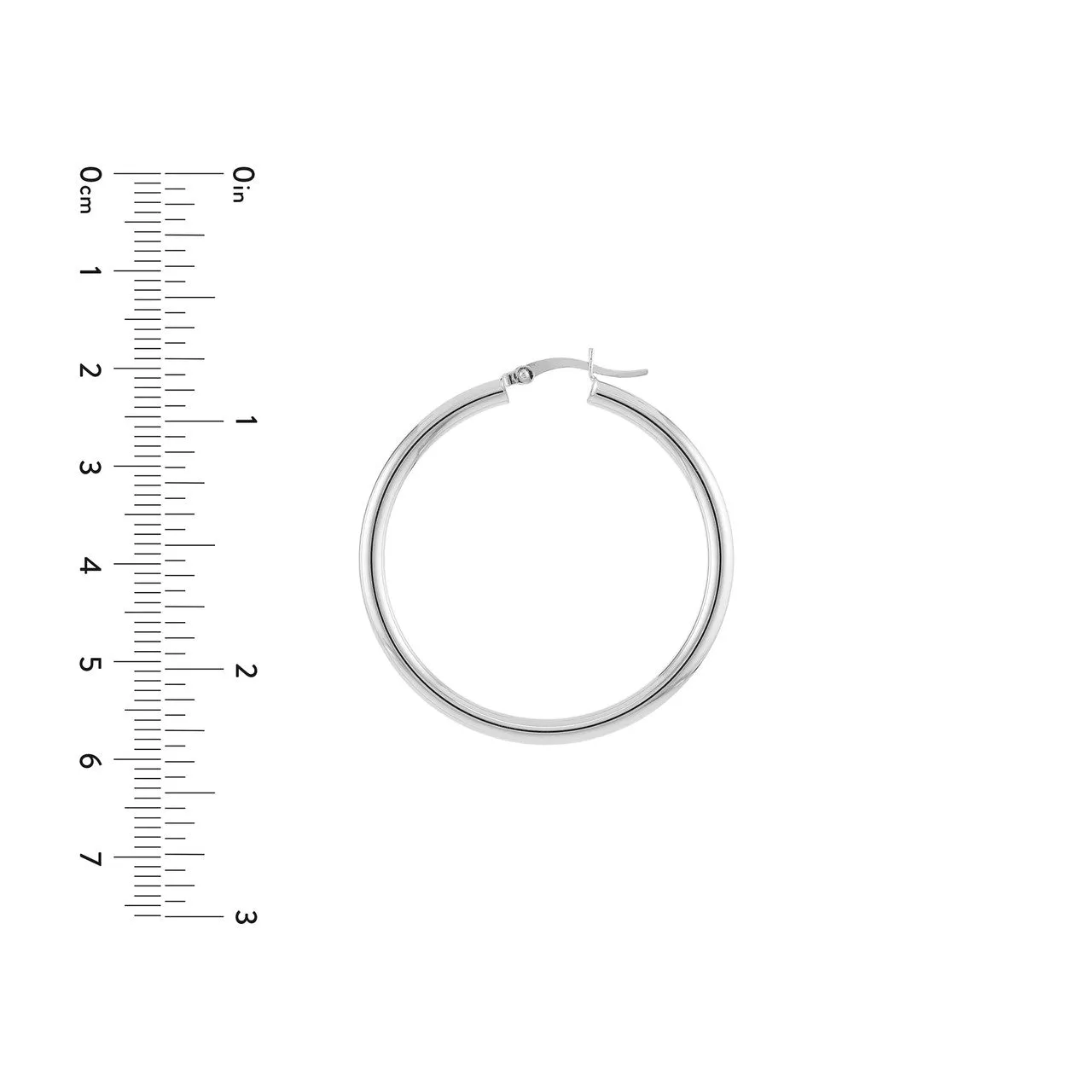 10K White Gold 3mm x 40mm Polished Hoop Earrings