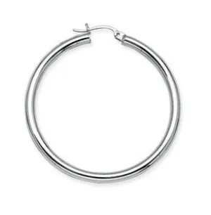 10K White Gold 3mm x 40mm Polished Hoop Earrings