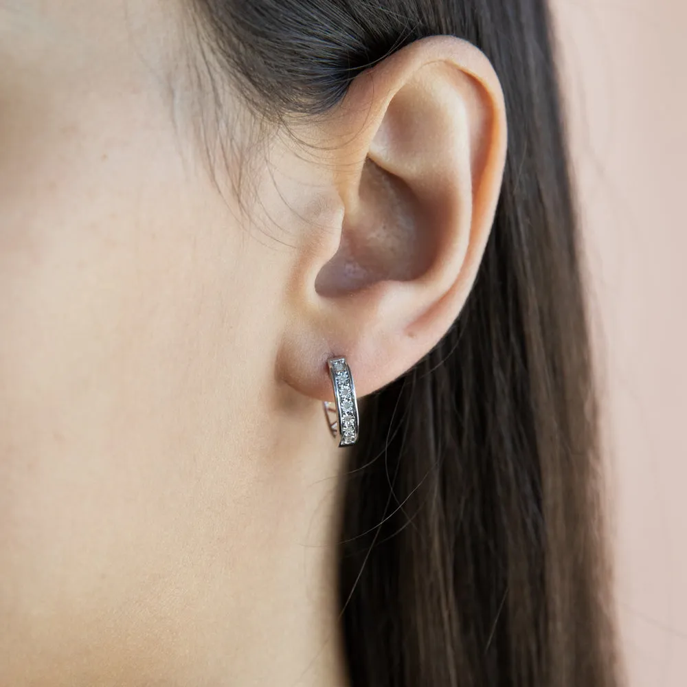 14 Diamonds Hoop Earrings in Sterling Silver