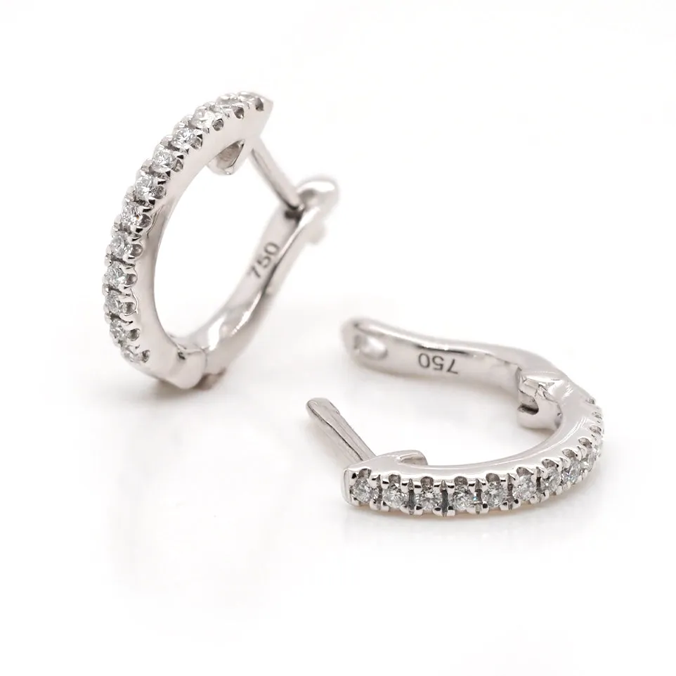 18ct White Gold Diamond Set Delicate Huggie Earrings