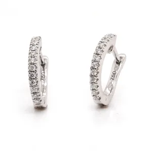 18ct White Gold Diamond Set Delicate Huggie Earrings