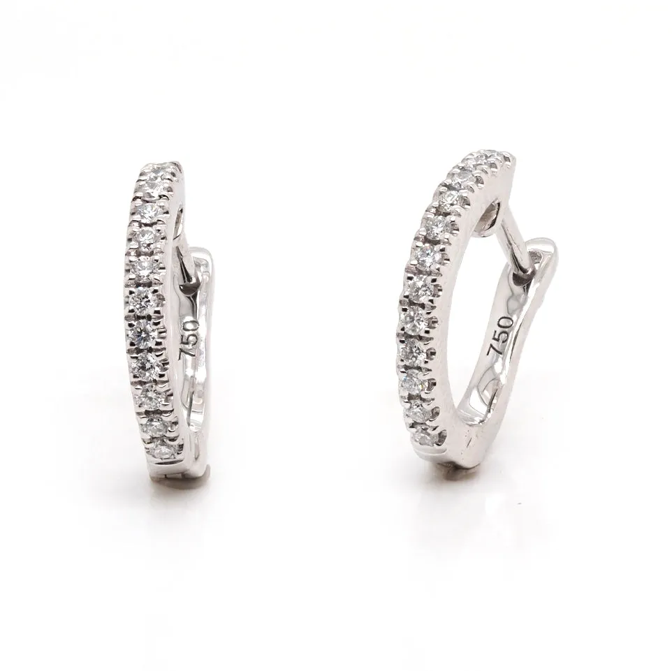 18ct White Gold Diamond Set Delicate Huggie Earrings