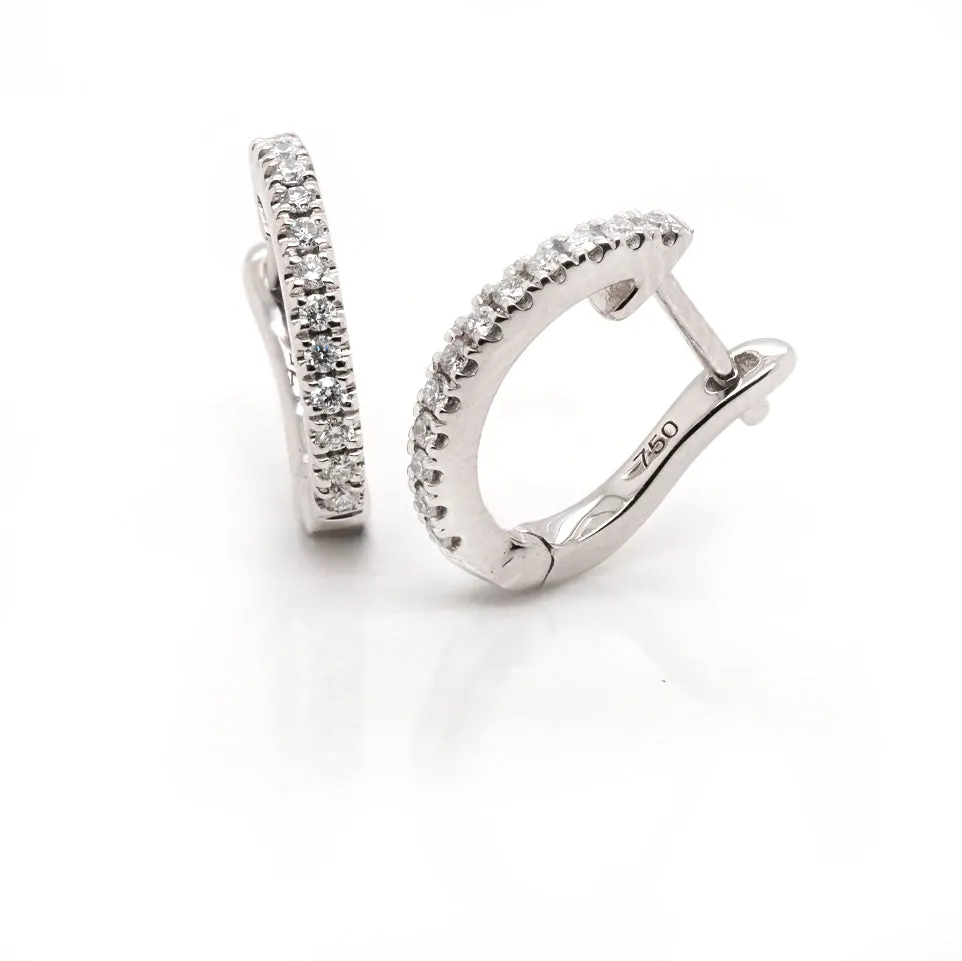 18ct White Gold Diamond Set Delicate Huggie Earrings
