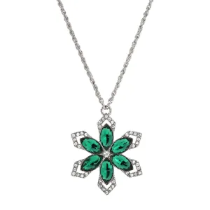 1928 Jewelry Grande Crystal Snowflake Pendant Necklace 16"   3" Extender