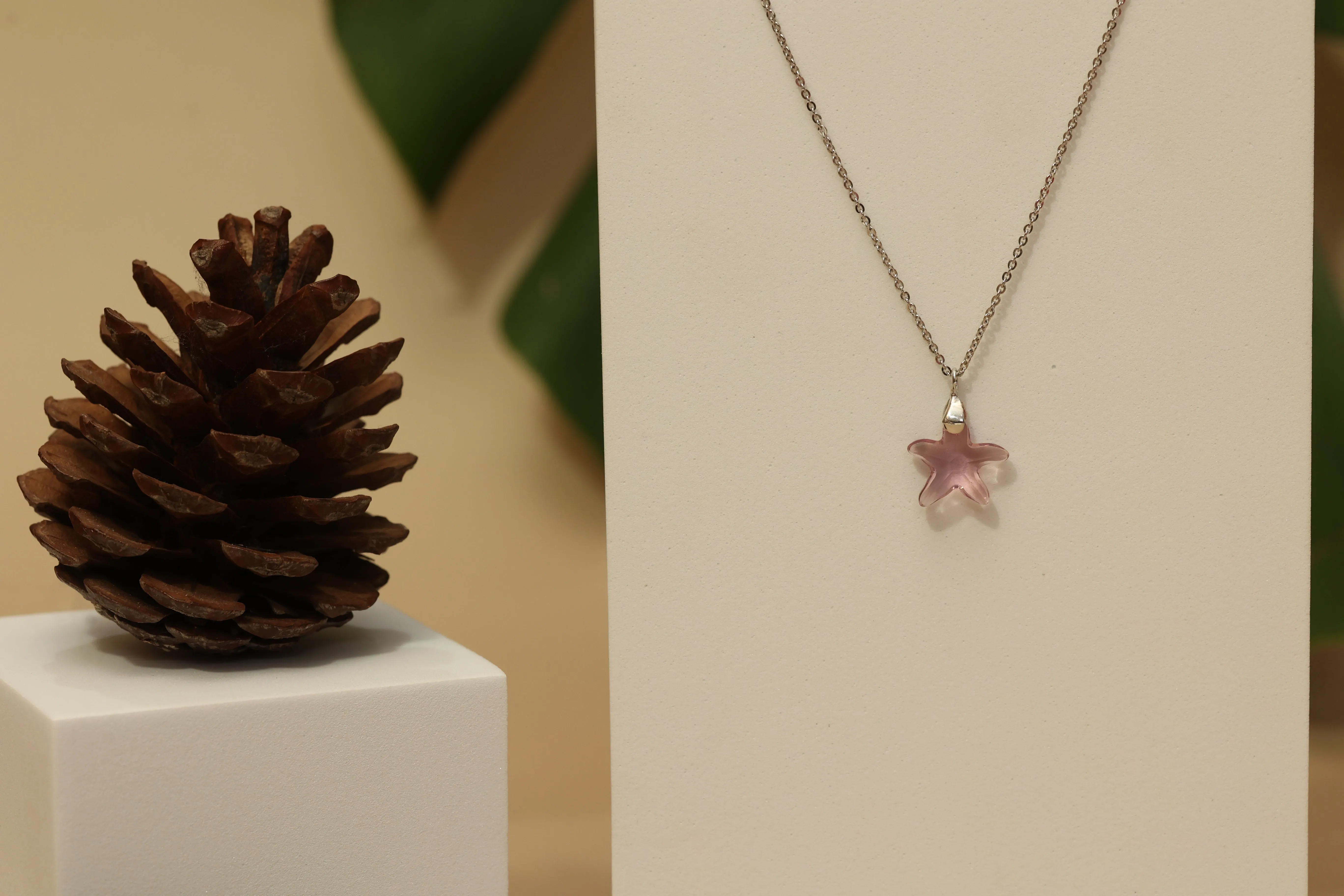 92.5 Silver Purple starfish crystal necklace