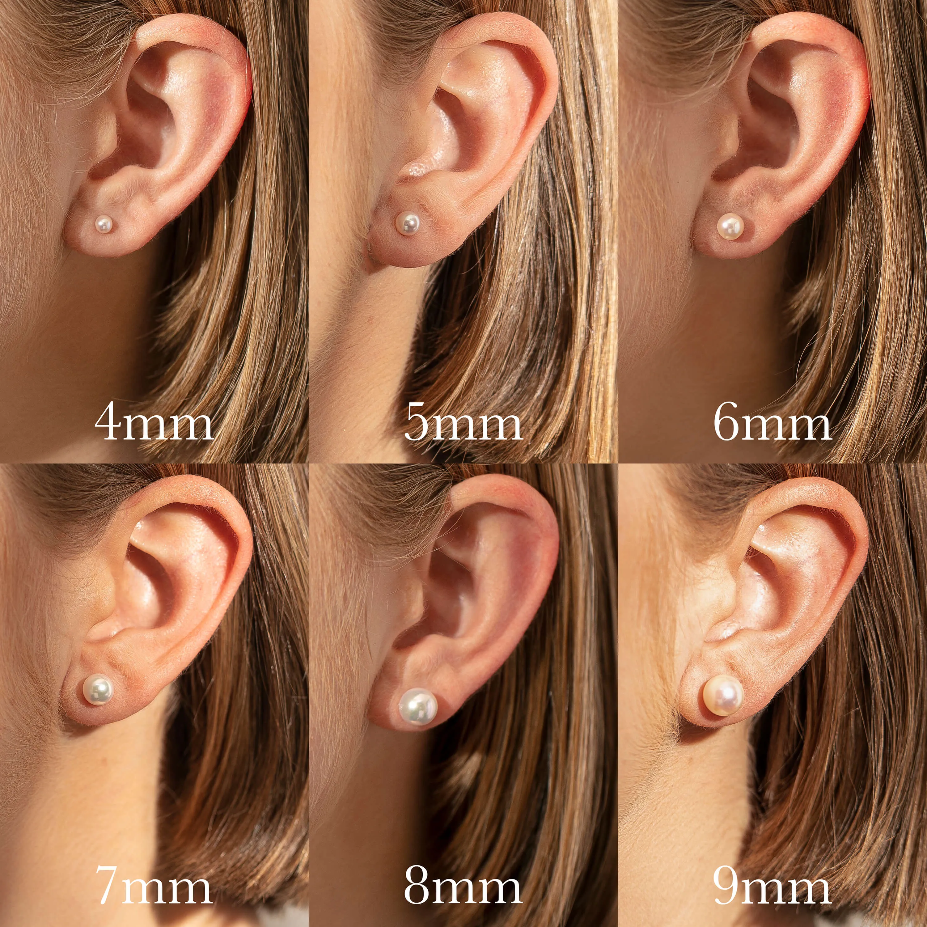9ct Yellow Gold Akoya Pearl Studs - 6mm