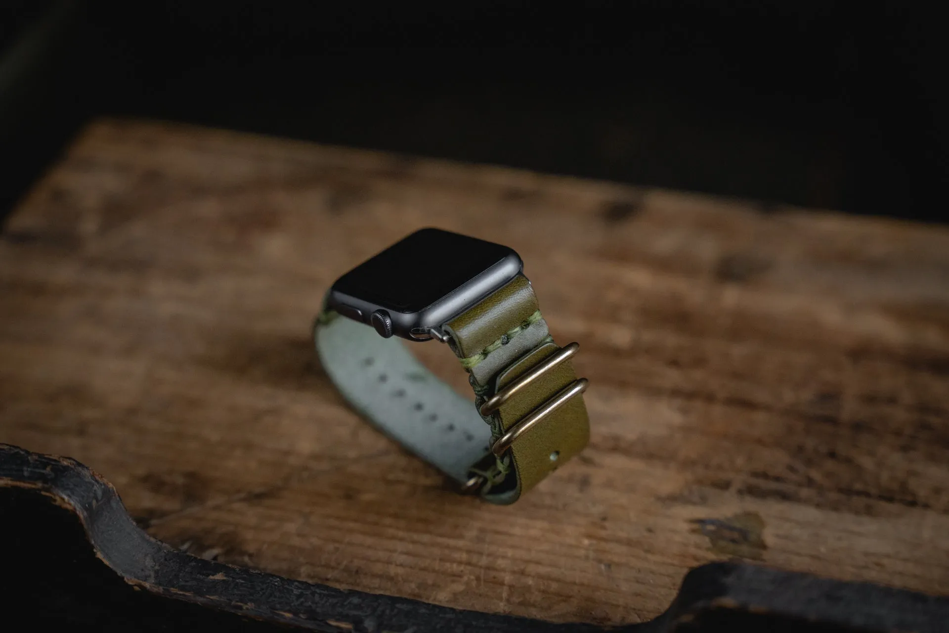Apple Watch Leather Strap Olive Green