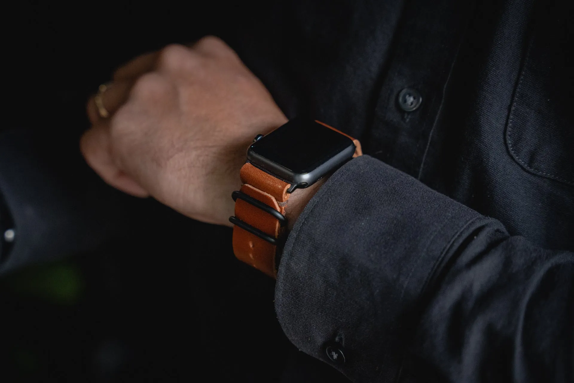 Apple Watch Leather Strap Olive Green