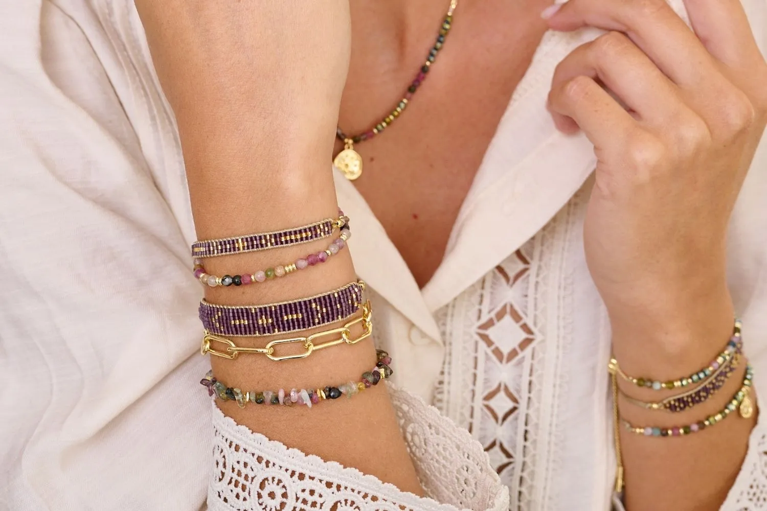 Aslan Gold Mulberry Beaded Friendship Bracelet