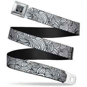 BD Wings Logo CLOSE-UP Full Color Black Silver Seatbelt Belt - Doodle1 White/Black Webbing