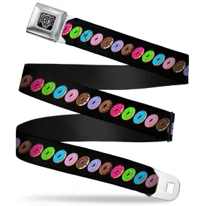 BD Wings Logo CLOSE-UP Full Color Black Silver Seatbelt Belt - Sprinkle Donuts Black/Multi Color Webbing