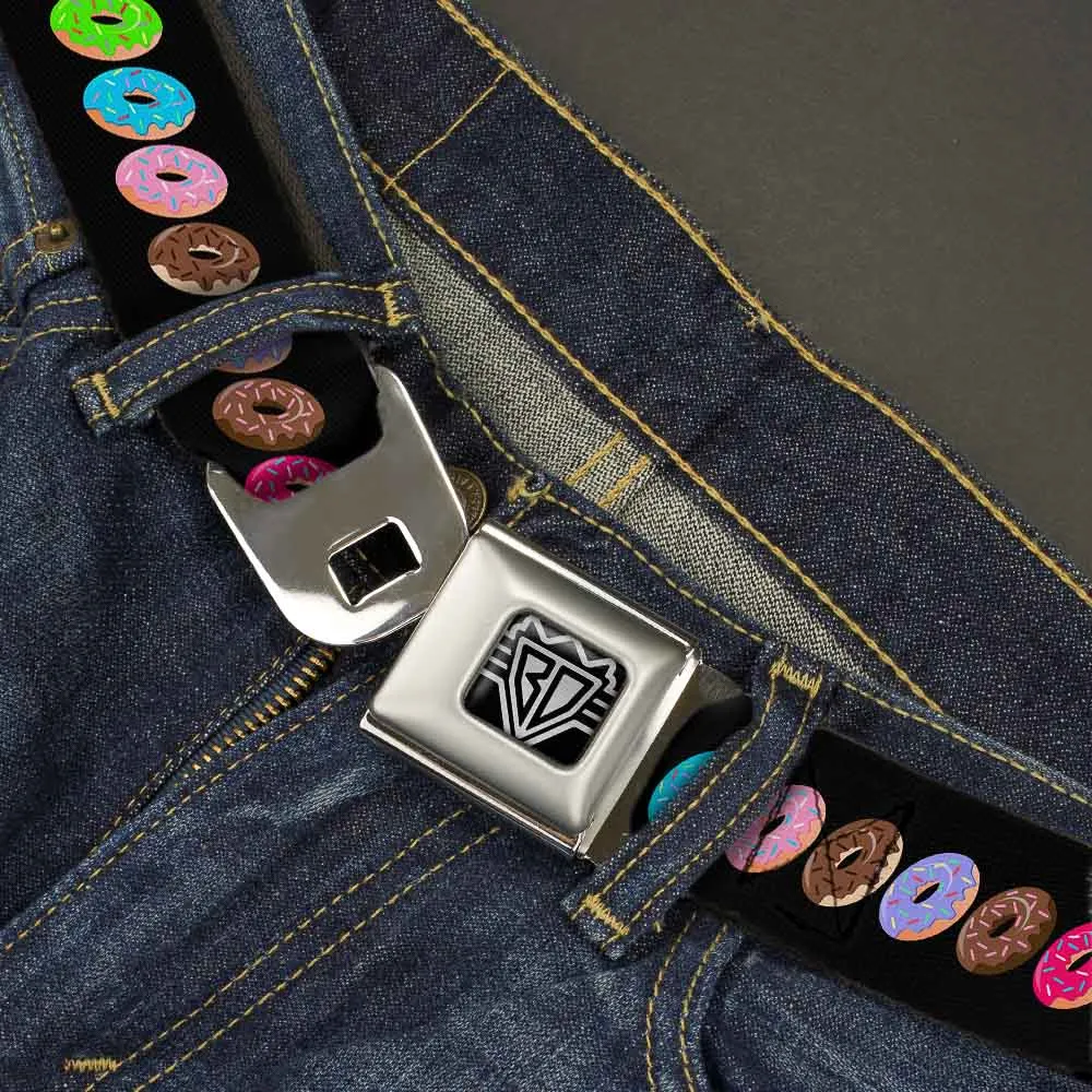 BD Wings Logo CLOSE-UP Full Color Black Silver Seatbelt Belt - Sprinkle Donuts Black/Multi Color Webbing