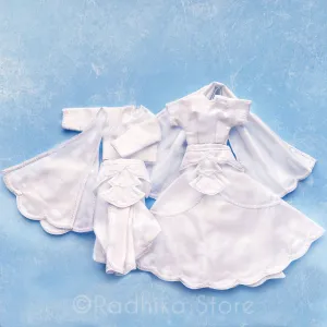 Blissful Purnima  All White Silk - Radha Krishna Deity Outfit