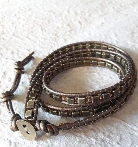 Boxy Unisex Beaded Wrap Bracelet