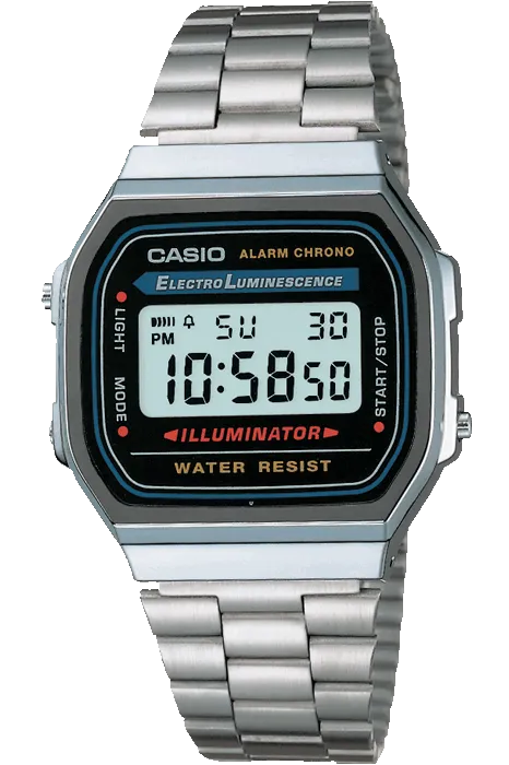 CASIO VINTAGE A168WA-1W ILLUMINATOR WATCH - SILVER
