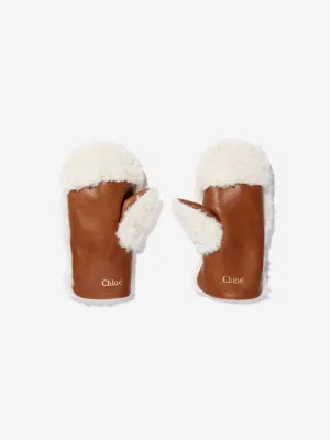 Chloé Girls Fleece Mittens in Ivory