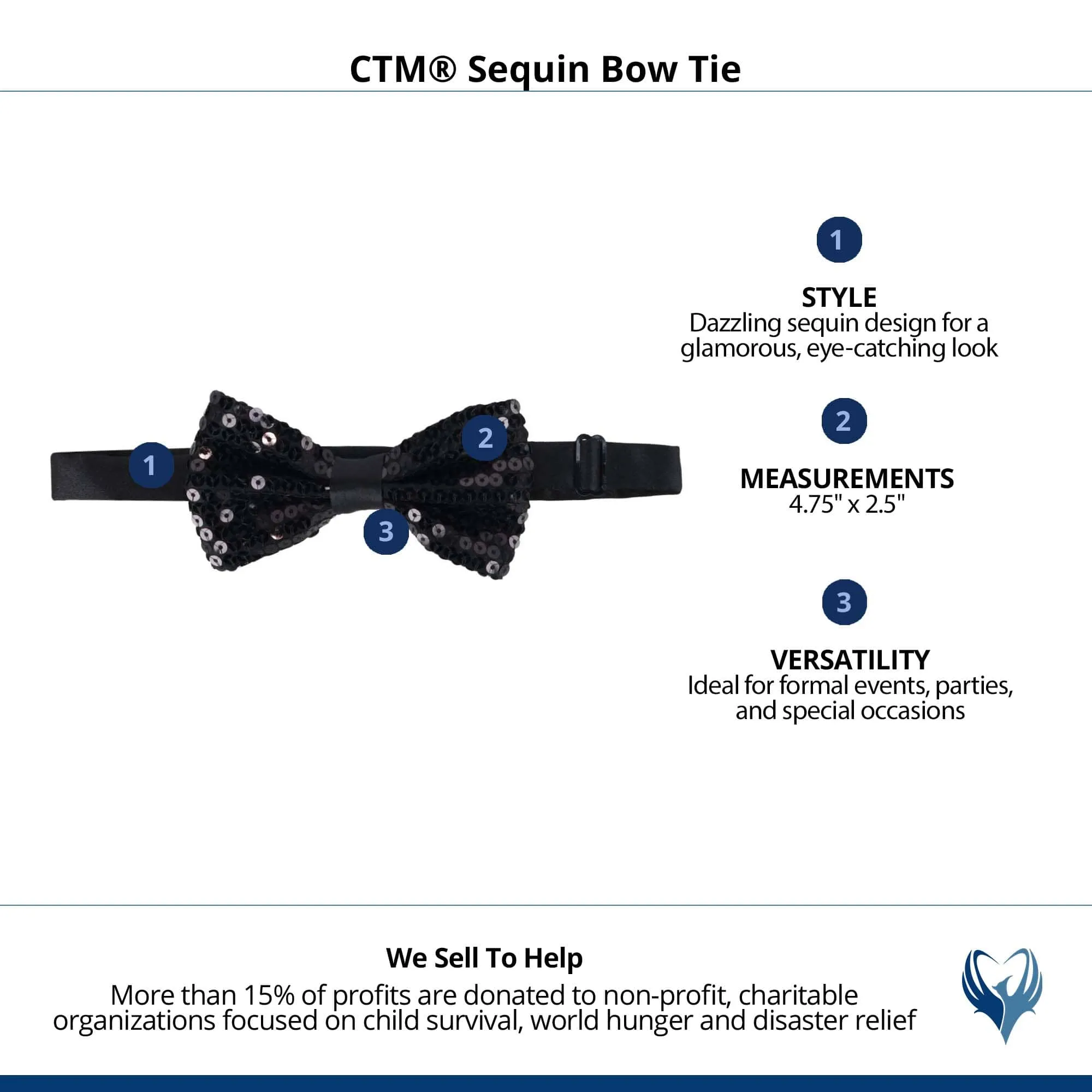 CTM® Sequin Bow Tie