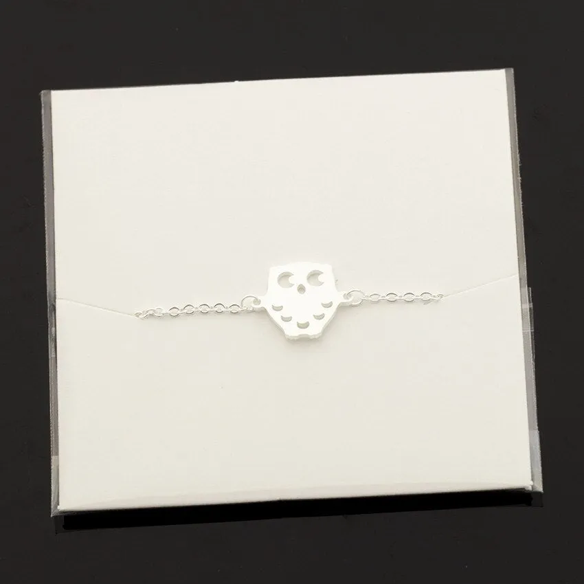Cute Animal Owl Pendant With Crescent Moon Charms