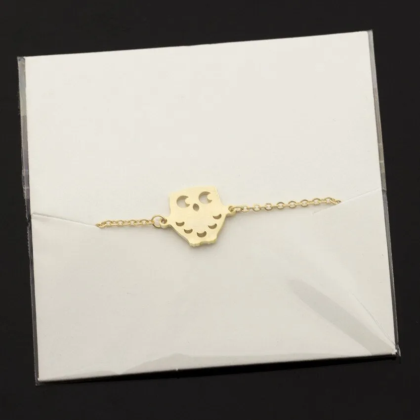 Cute Animal Owl Pendant With Crescent Moon Charms