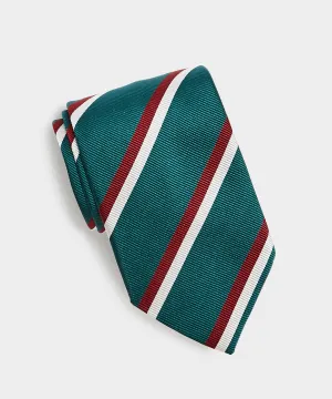 Drake's Double Stripe Repp Tie in Green