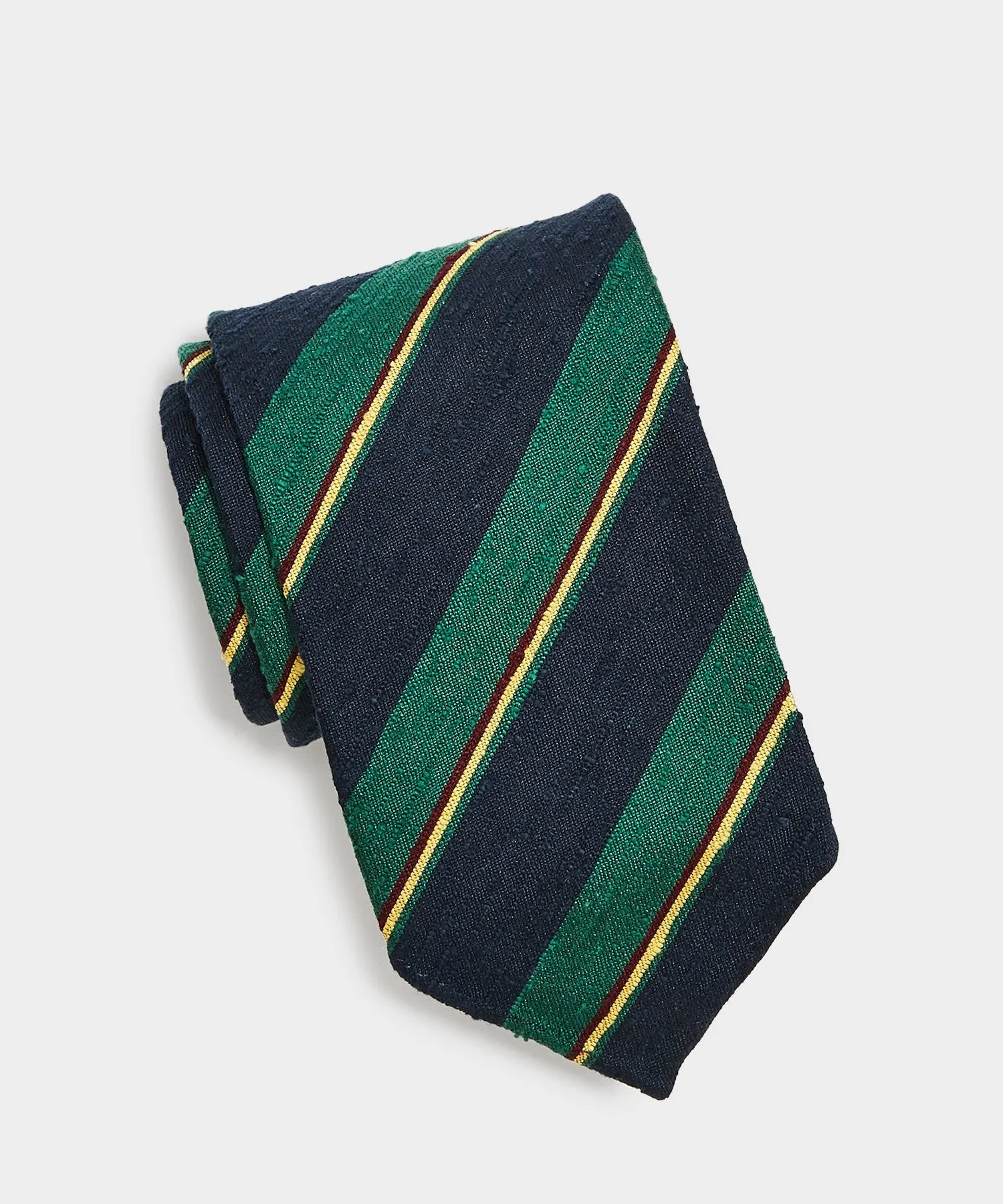 Drake's Summer Stripe Tie in Navy/Green