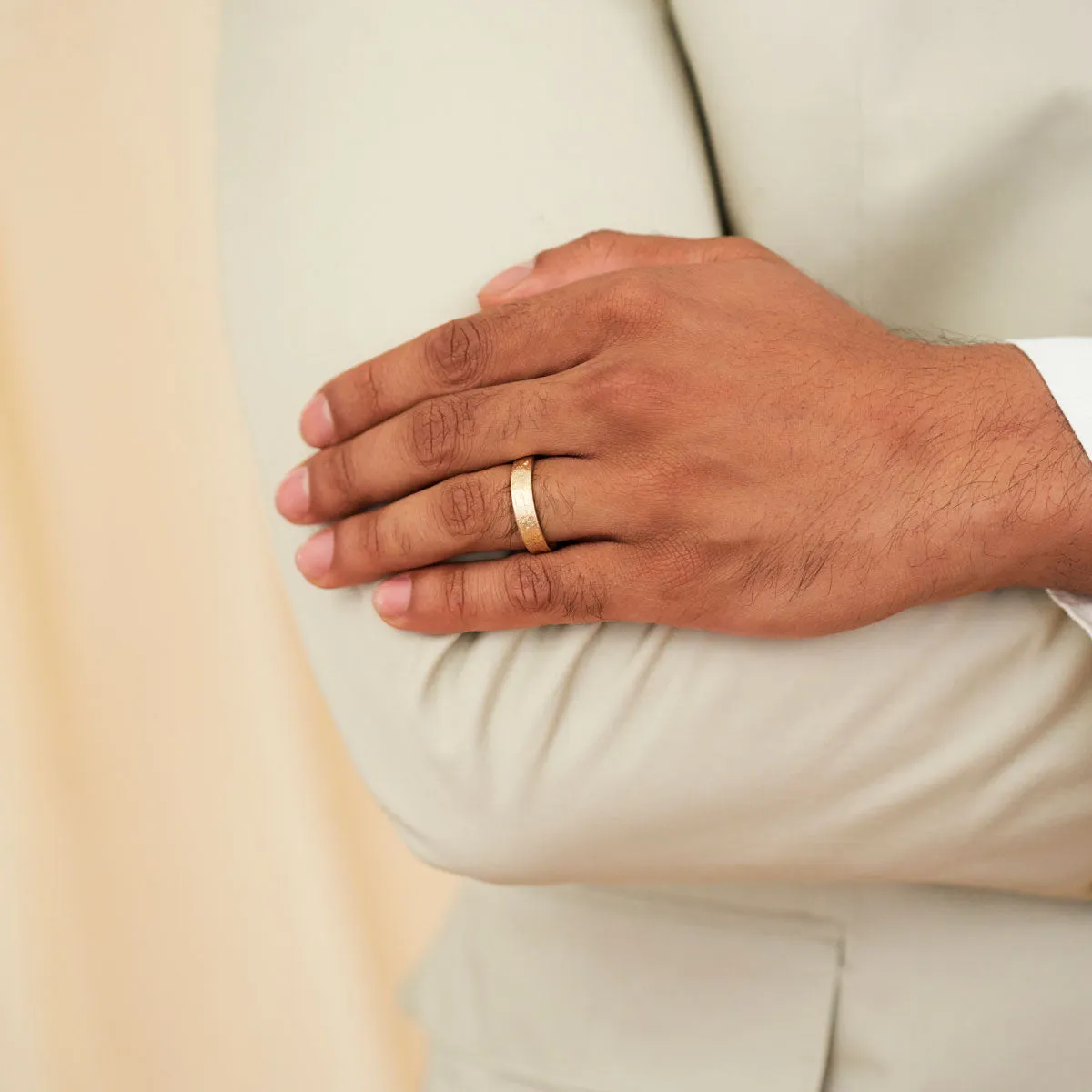 Driftwood Men's Wedding Ring - 14k White Gold (Wide Band)