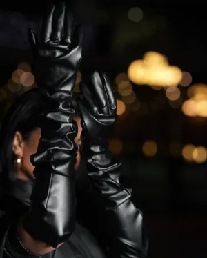 Elegant Long Leather Gloves