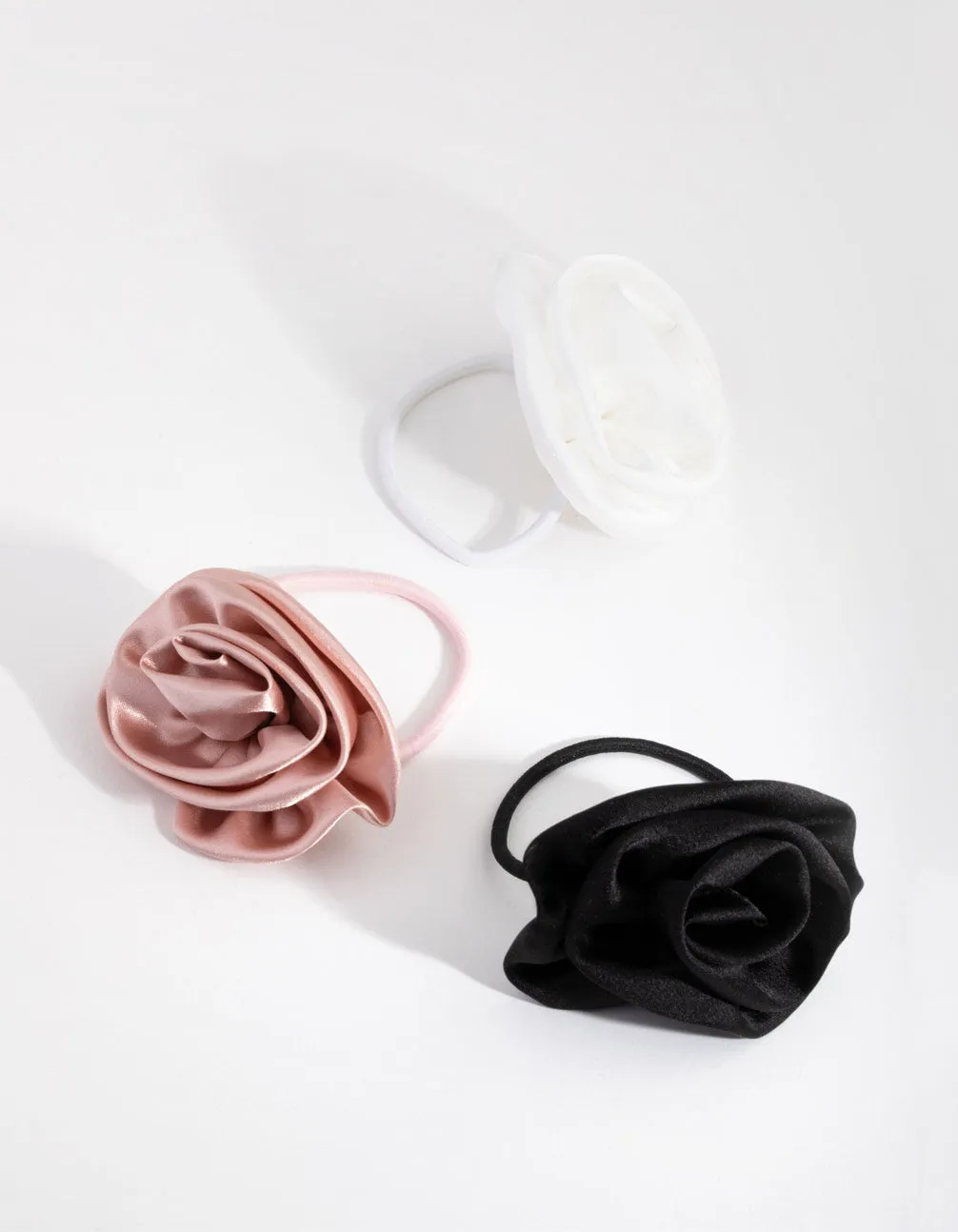 Fabric Rose Pack Hair Ties