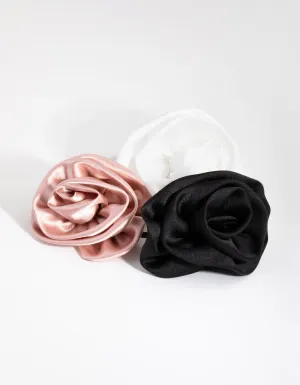 Fabric Rose Pack Hair Ties