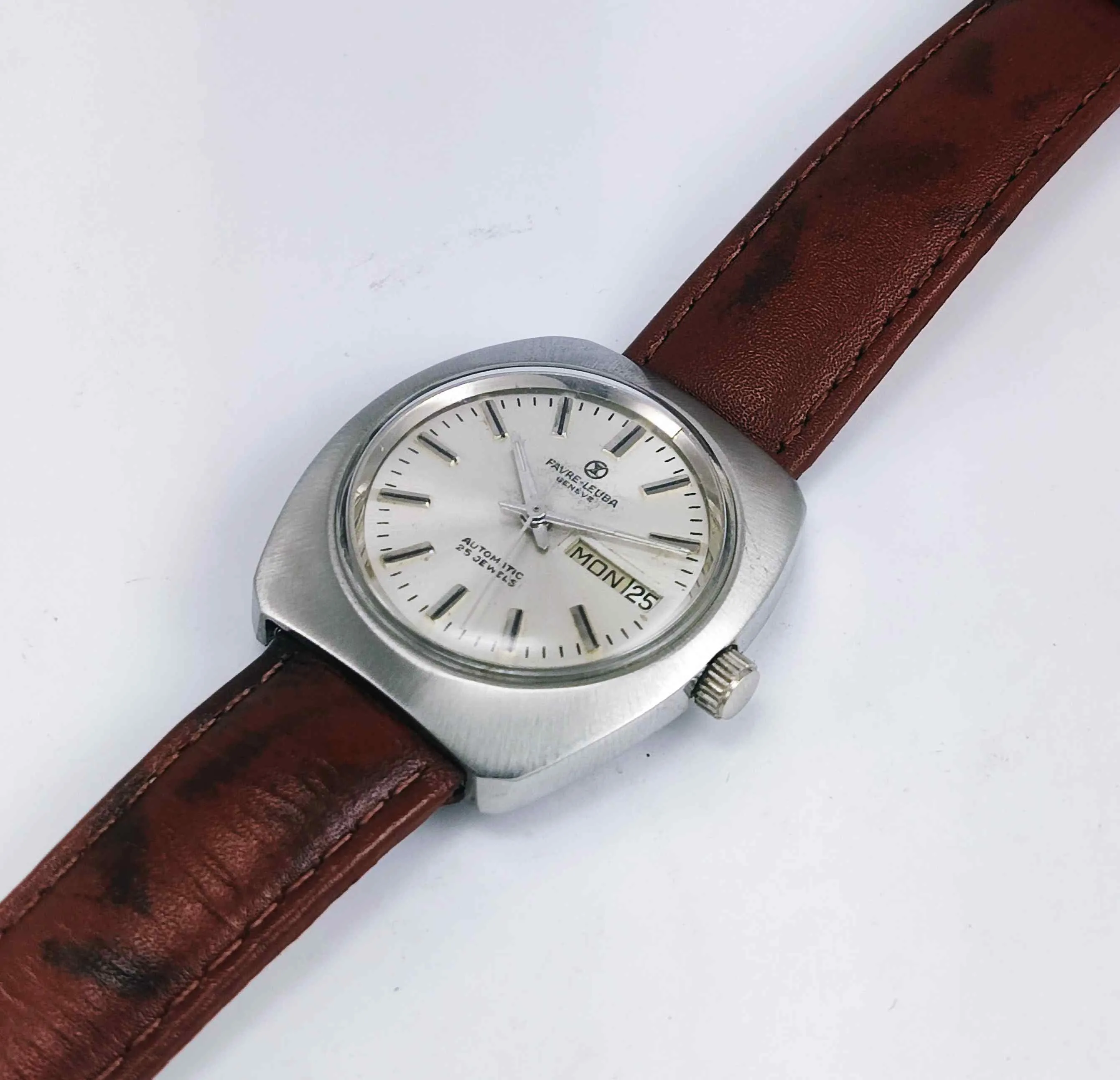 Favre Leuba Geneve 908 Silver Dial Automatic 25 Jewels Men's Wrist Watch