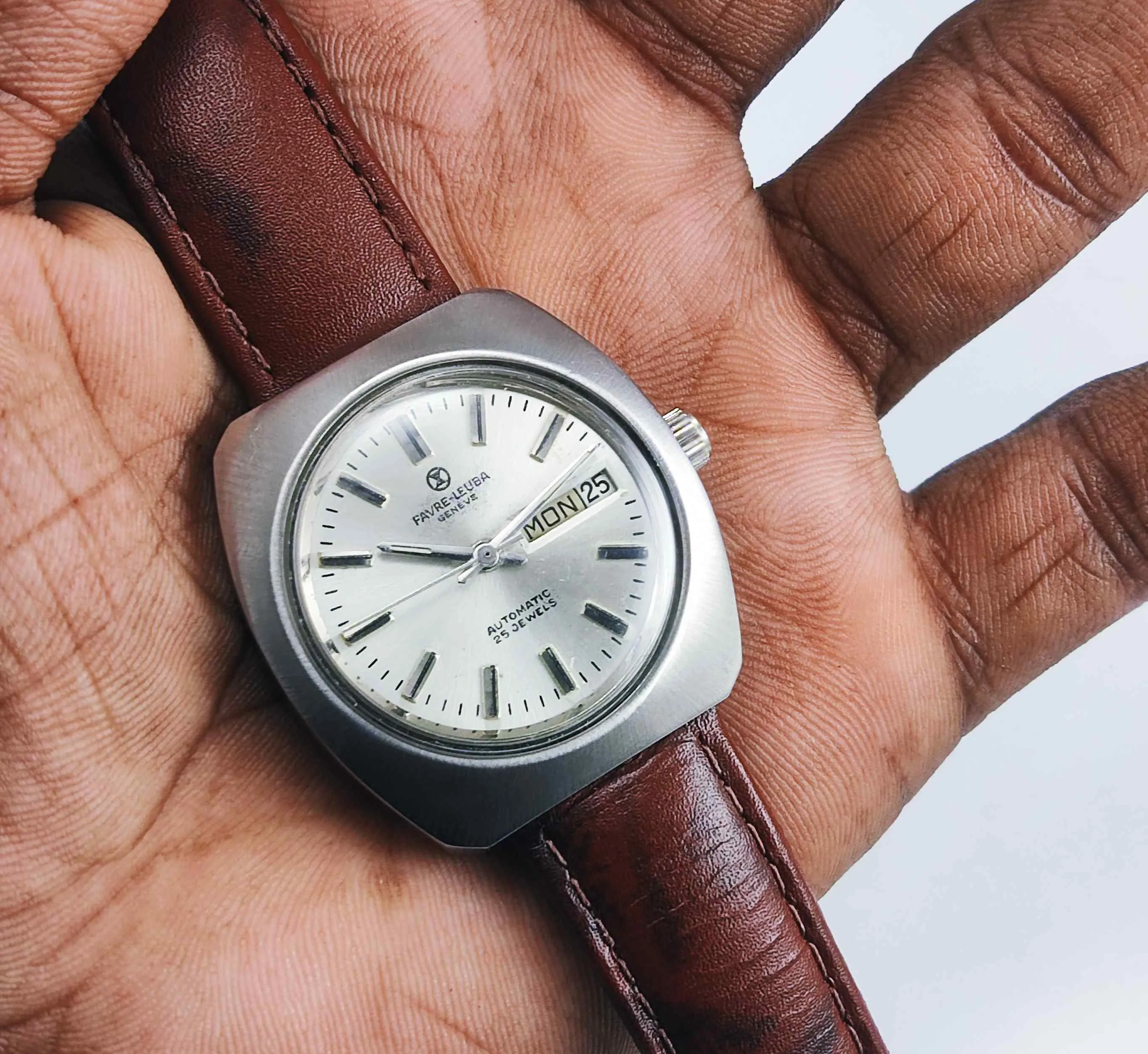 Favre Leuba Geneve 908 Silver Dial Automatic 25 Jewels Men's Wrist Watch