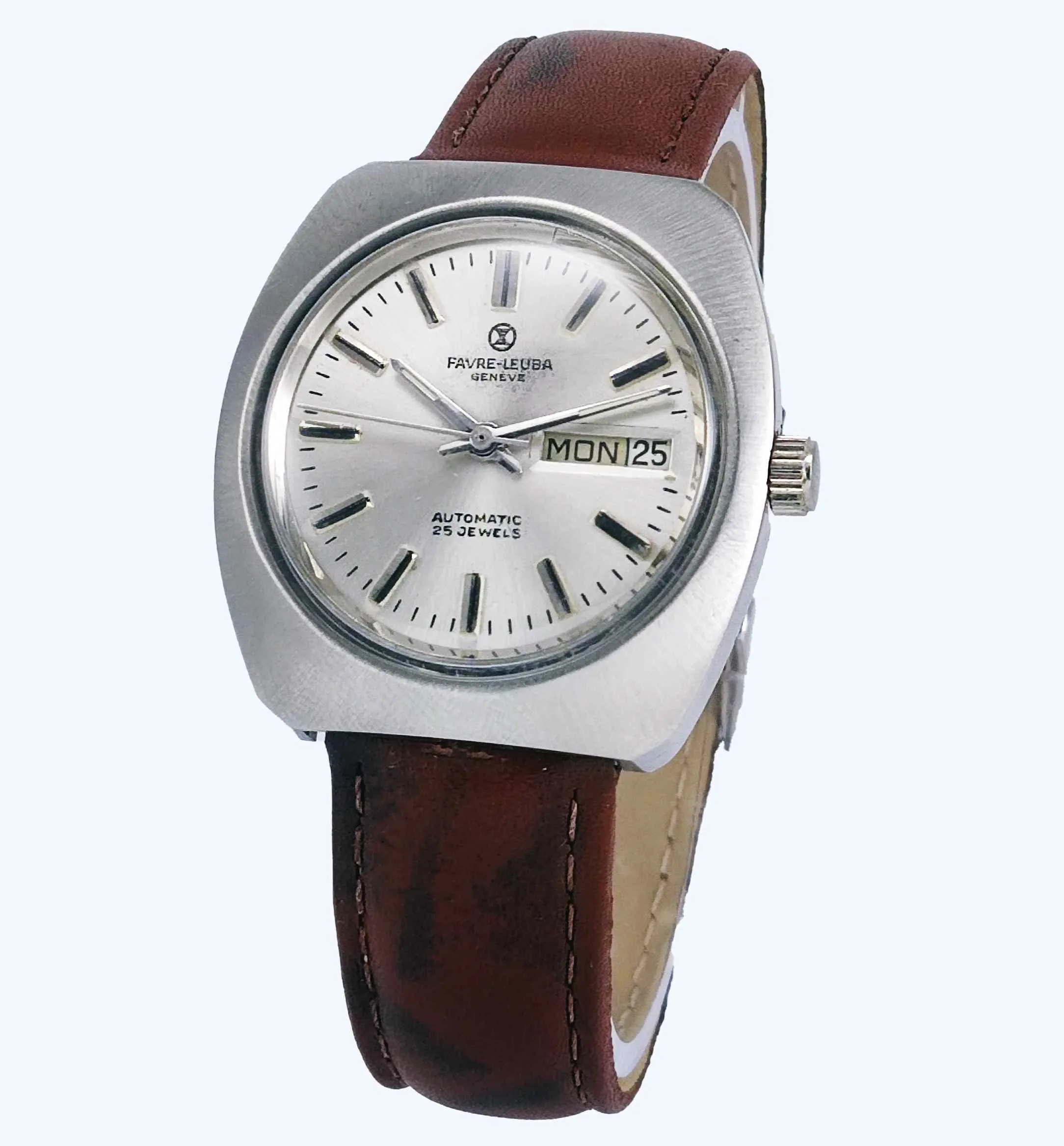Favre Leuba Geneve 908 Silver Dial Automatic 25 Jewels Men's Wrist Watch