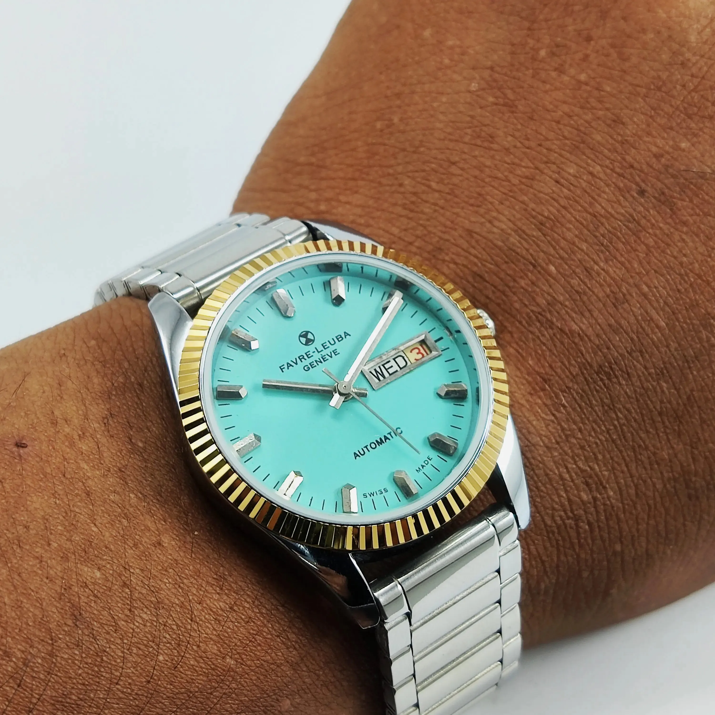 Favre Leuba Geneve Automatic 2066 Turquoise Dial Men's Watch