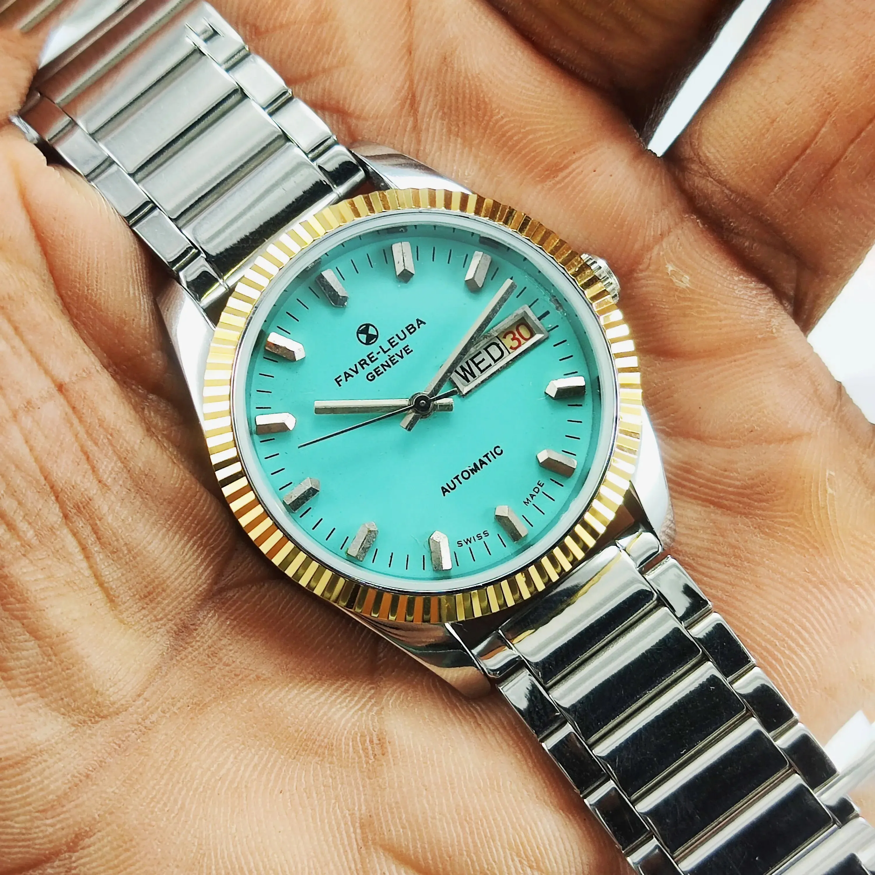 Favre Leuba Geneve Automatic 2066 Turquoise Dial Men's Watch