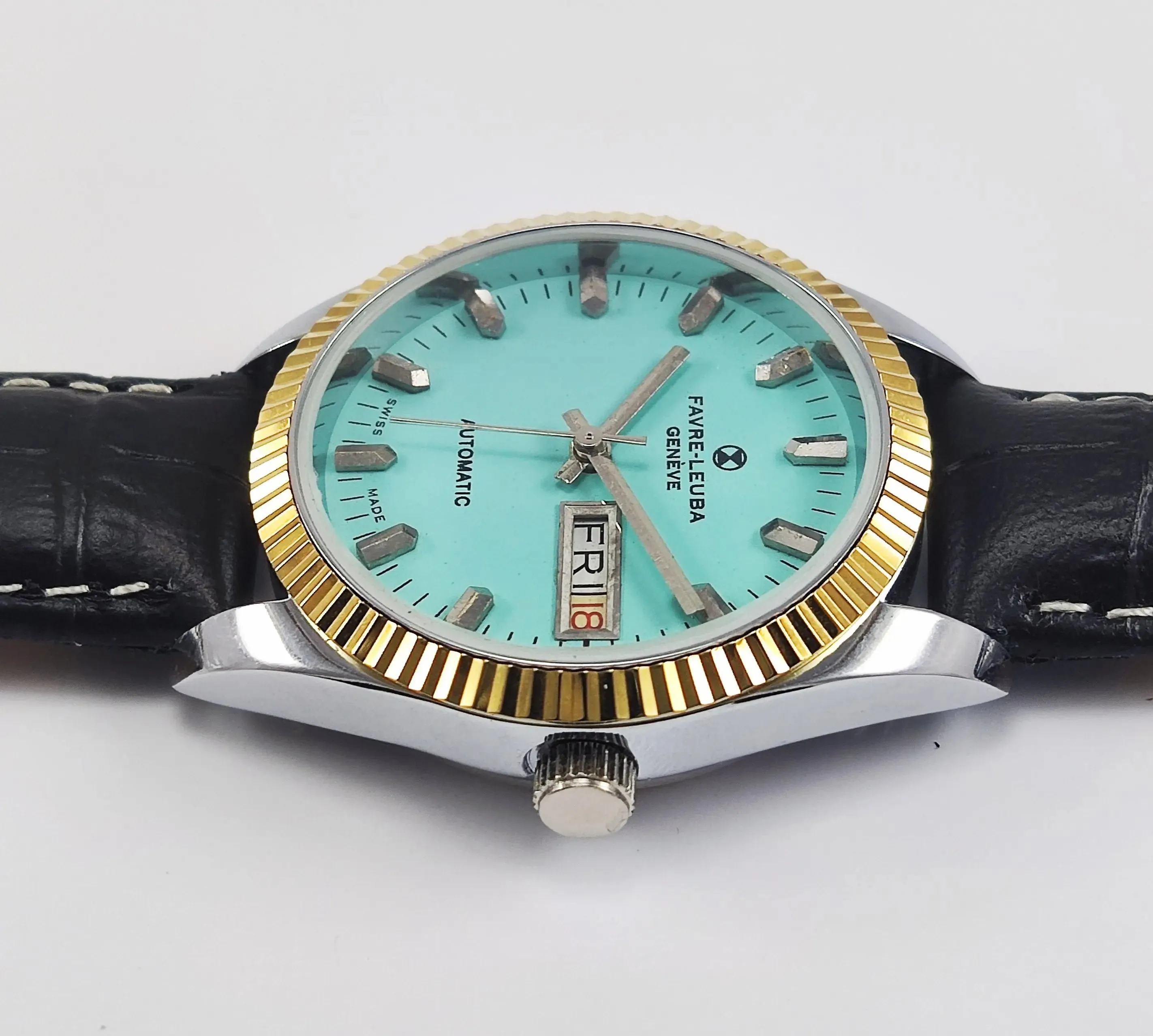 Favre Leuba Geneve Pista Green Dial 2066 Automatic 17 Jewels Men's Watch