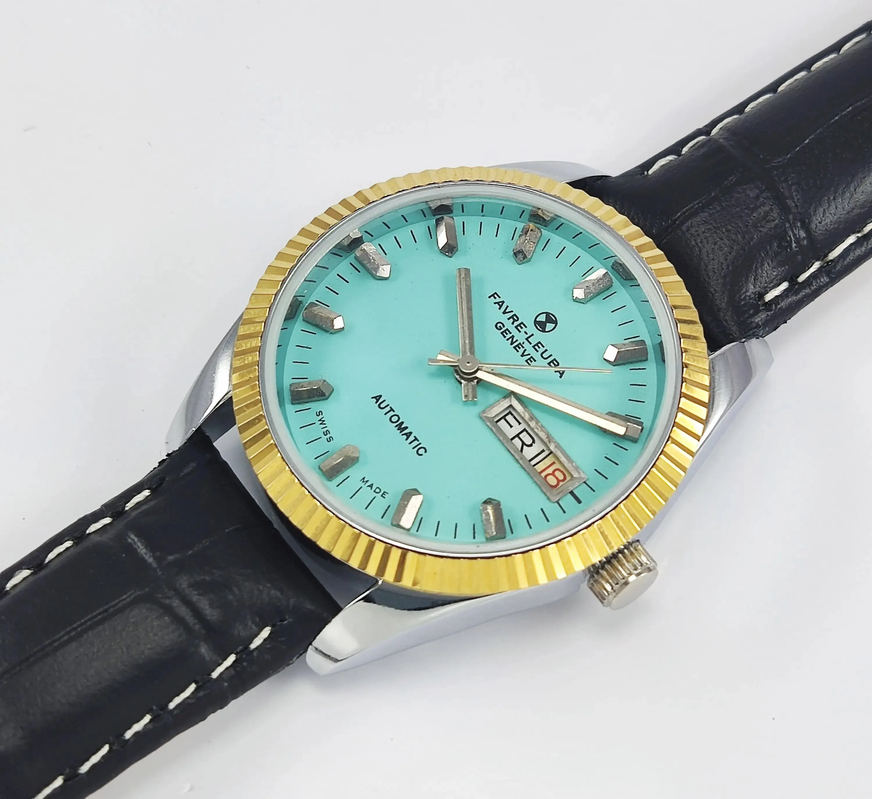 Favre Leuba Geneve Pista Green Dial 2066 Automatic 17 Jewels Men's Watch
