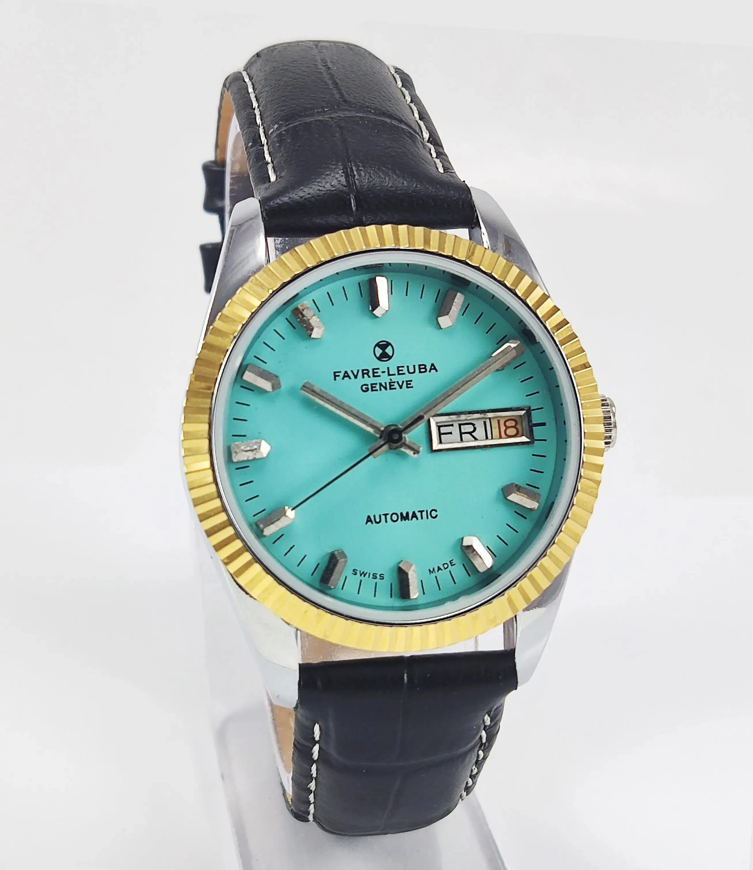 Favre Leuba Geneve Pista Green Dial 2066 Automatic 17 Jewels Men's Watch