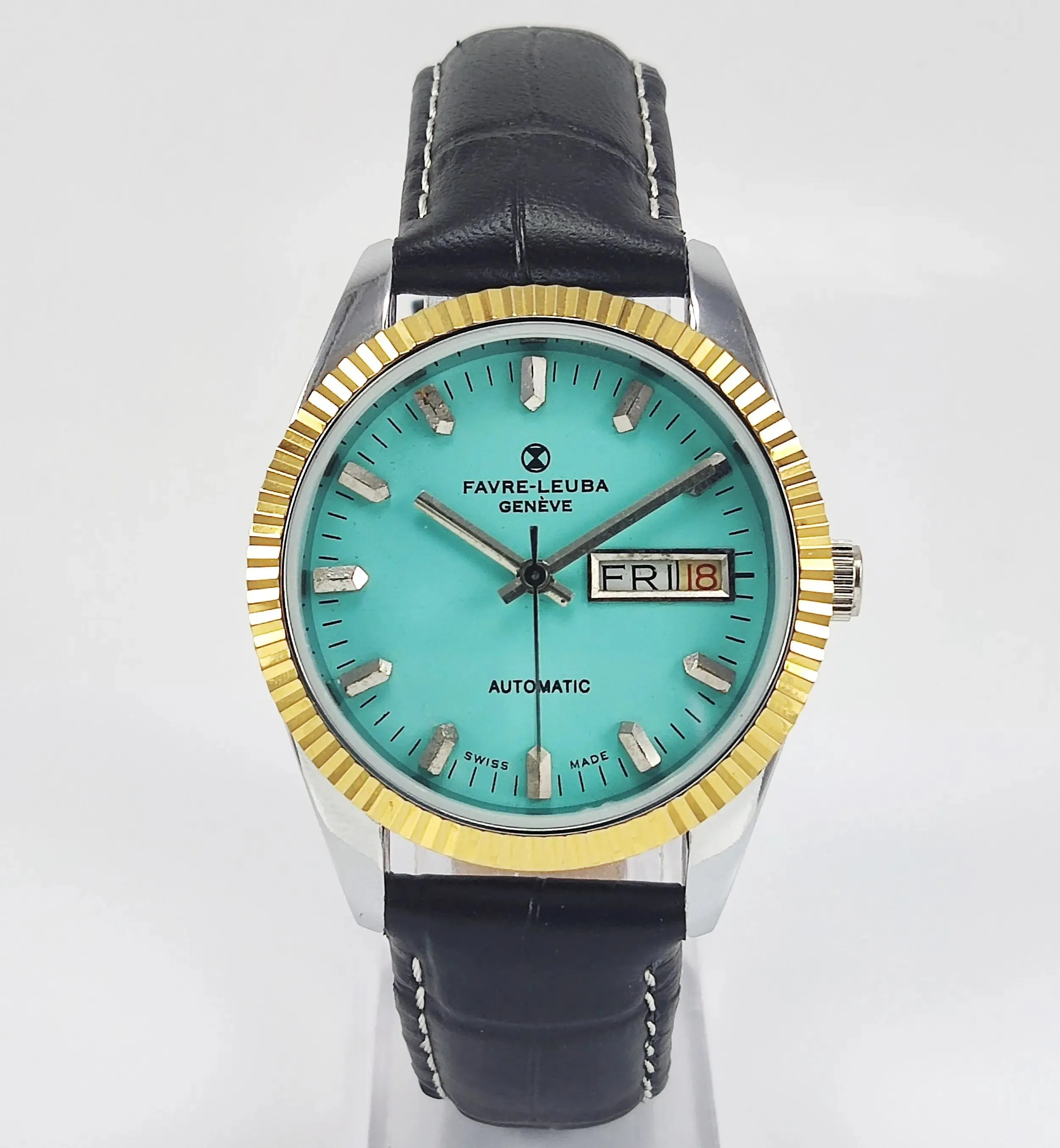 Favre Leuba Geneve Pista Green Dial 2066 Automatic 17 Jewels Men's Watch