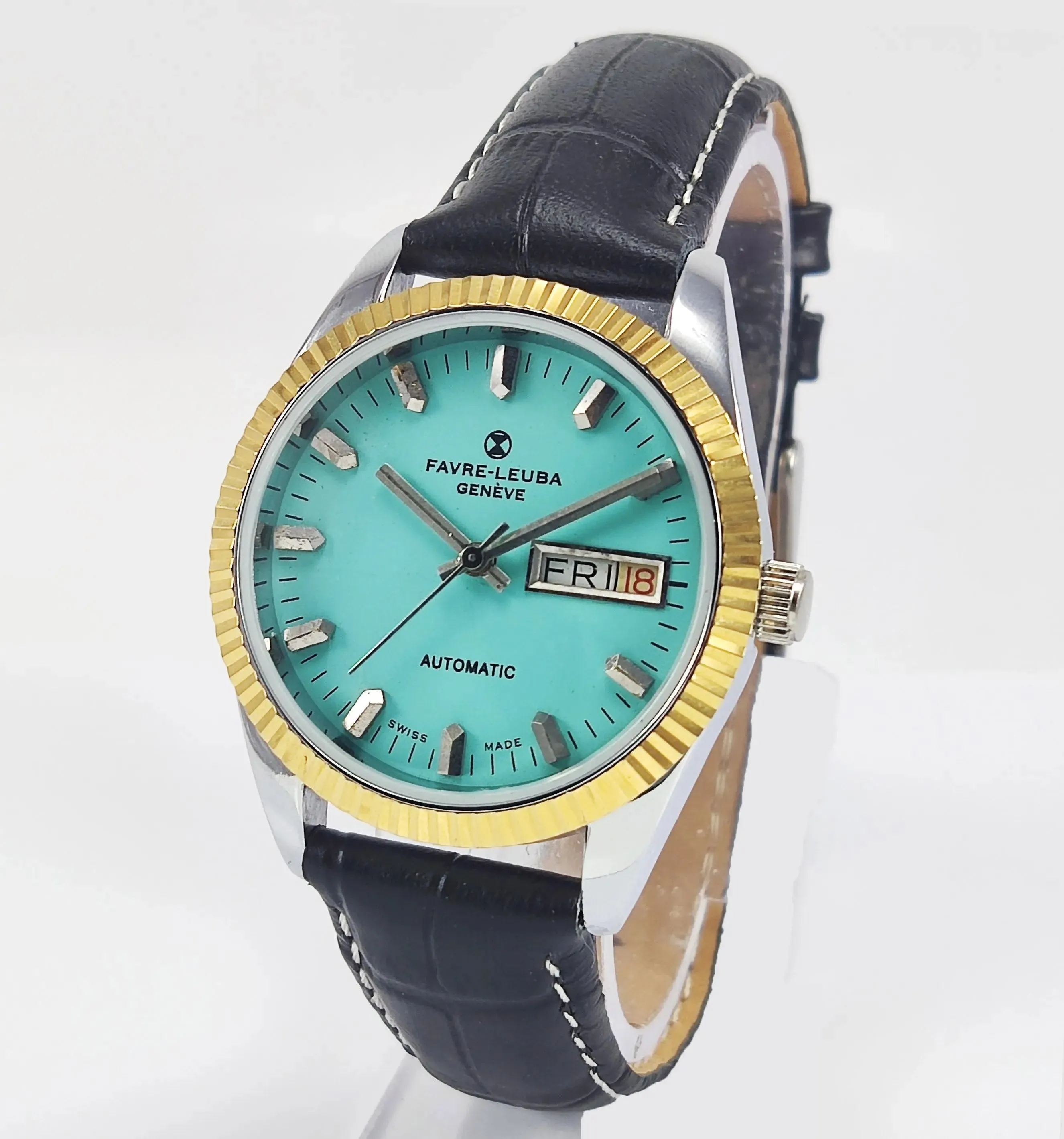 Favre Leuba Geneve Pista Green Dial 2066 Automatic 17 Jewels Men's Watch