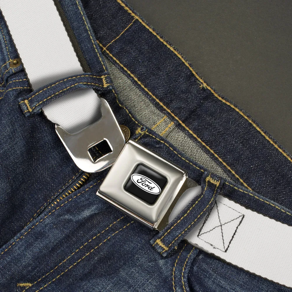 Ford Emblem Seatbelt Belt - White Webbing