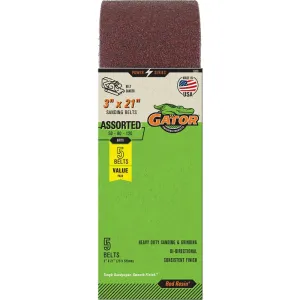 Gator 7020 Sanding Belt, 3 in W, 21 in L, Aluminum Oxide Abrasive :PK  5: QUANTITY: 1