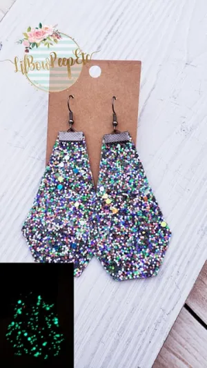 Glow in the Dark confetti glitter earrings