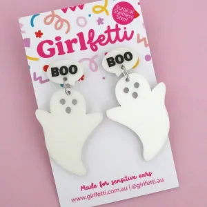 Glow In The Dark Ghost Halloween Dangle Earrings