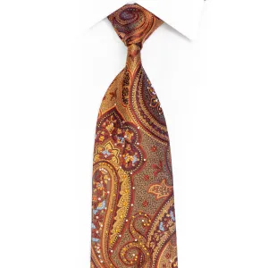 Gold Burgundy Paisley On Navy Rhinestone Silk Necktie With Sparkles