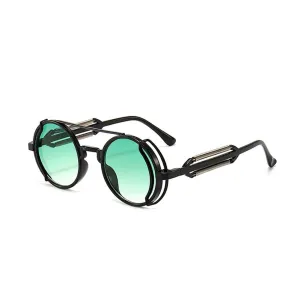 Green Classic Round Steampunk Style Sunglasses